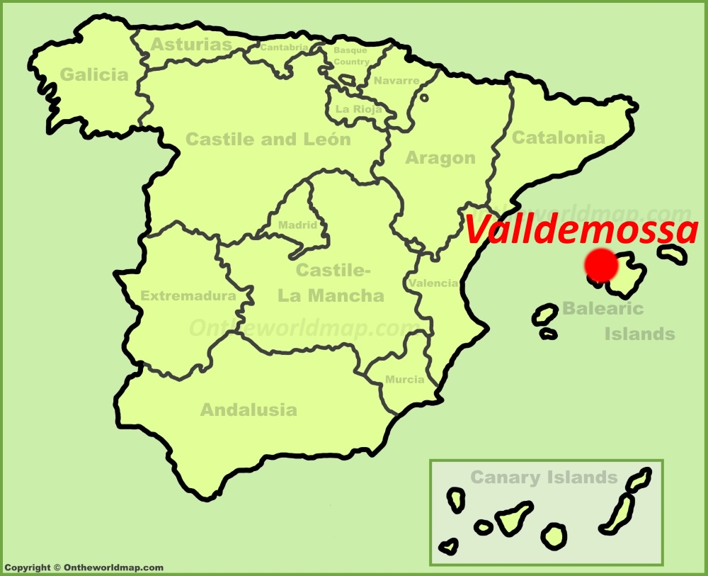 Valldemosa en el mapa de España