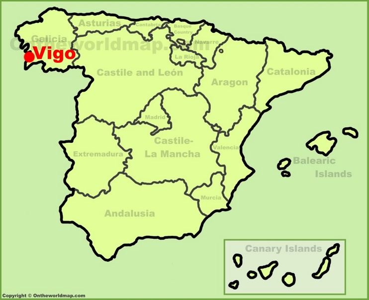 Vigo en el mapa de España
