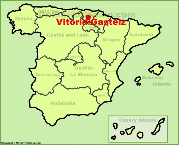 Vitoria-Gasteiz en el mapa de España