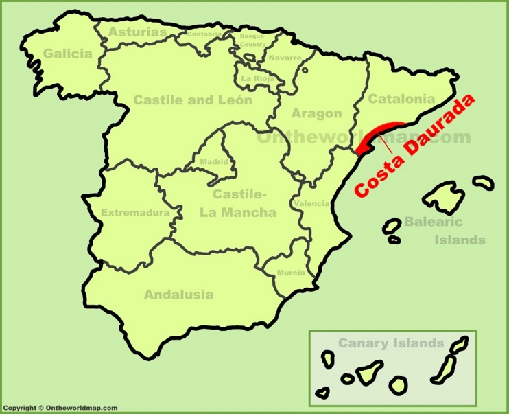 Costa Daurada location on the Spain map