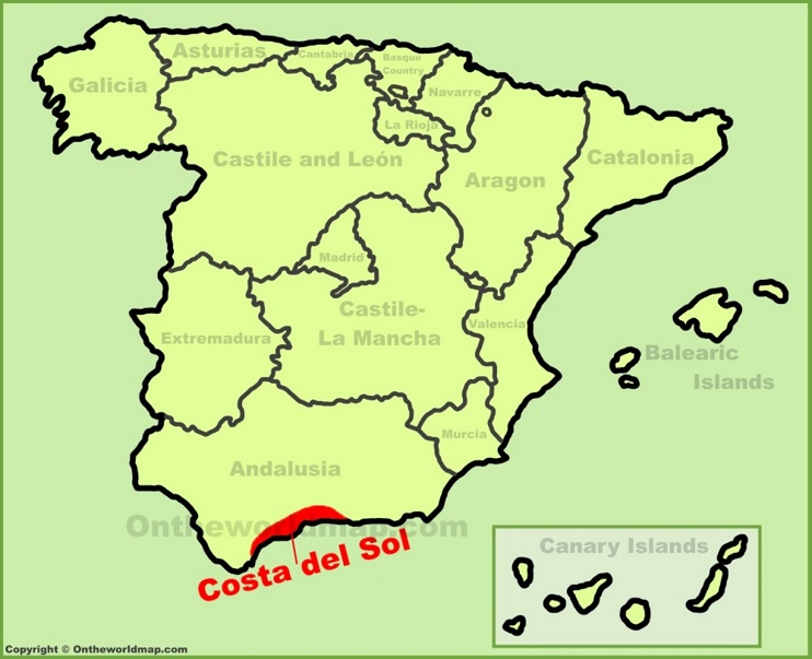 Costa del Sol location on the Spain map