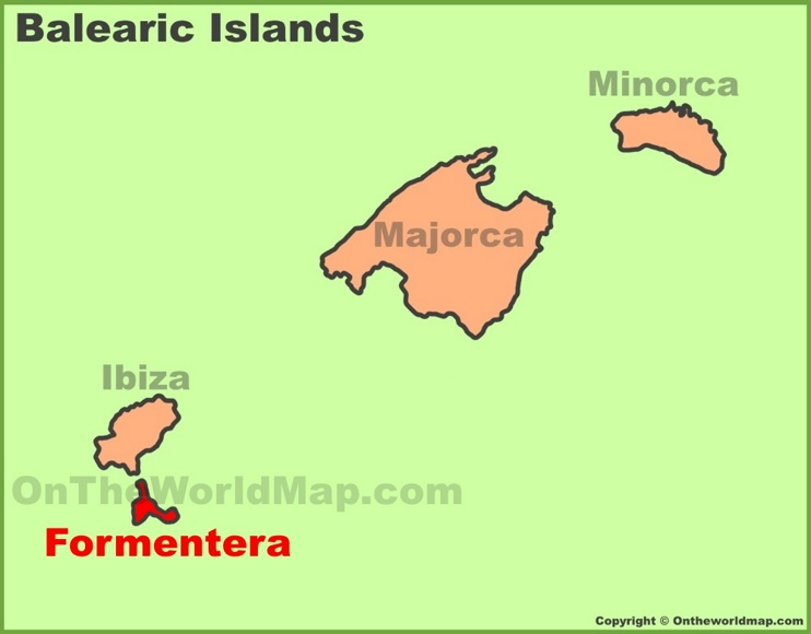 Formentera en las Islas Baleares mapa