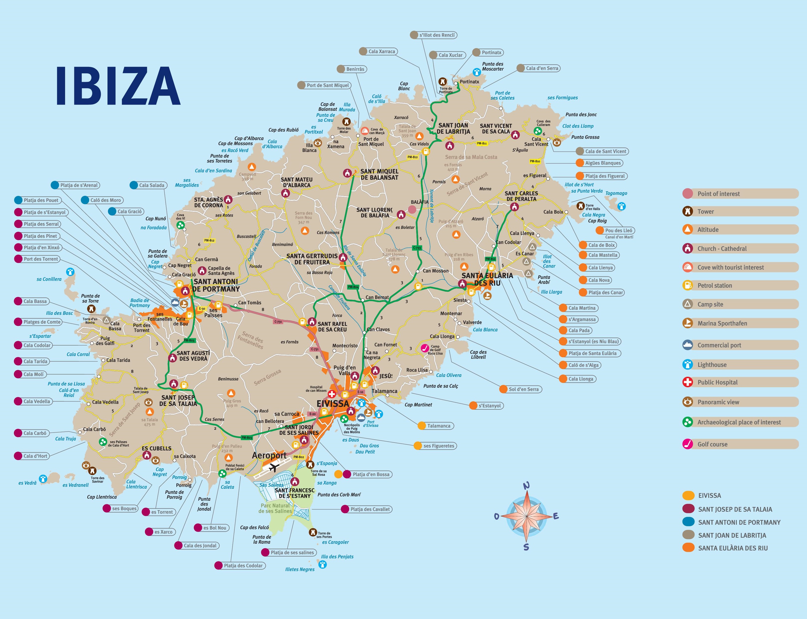 Kaart Van Ibiza - Vogels