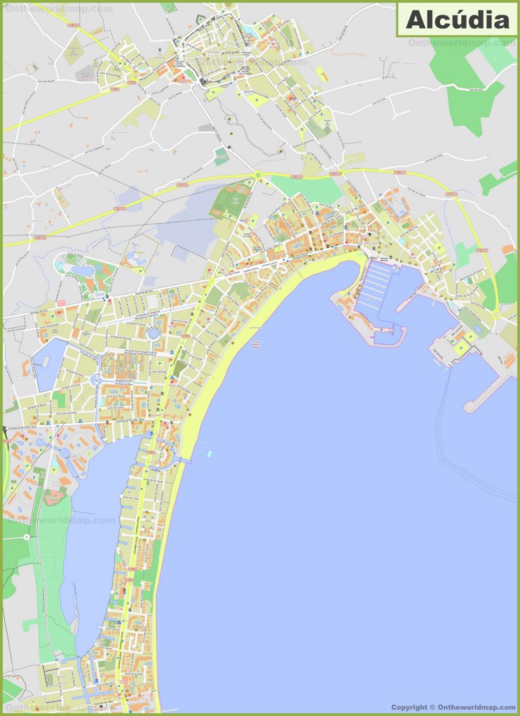 Large detailed map of Alcúdia