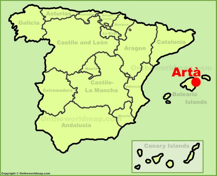 Artà location on the Spain map