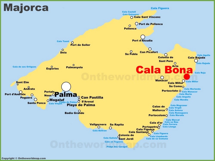 Cala Bona location on the Majorca map