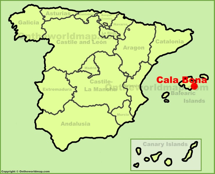 Cala Bona location on the Spain map