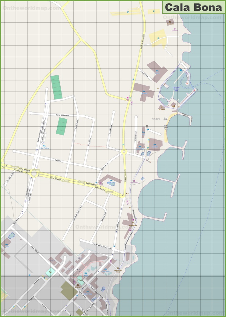 Large detailed map of Cala Bona