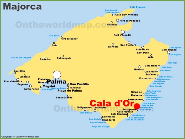 Cala Dor Location On The Majorca Map Max 