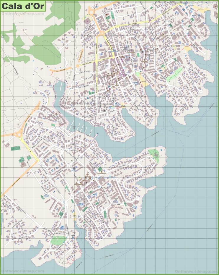 Gran mapa detallado de Cala d'Or