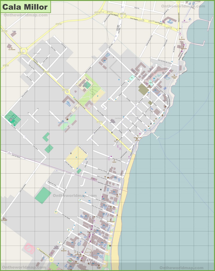 Large detailed map of Cala Millor