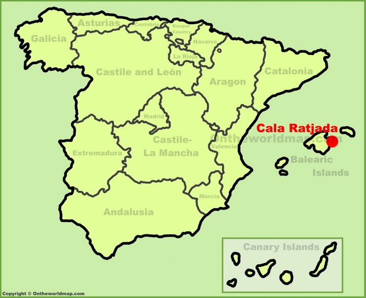 Cala Ratjada en el mapa de España