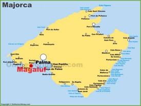 Magaluf en el mapa de Mallorca