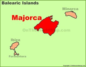 Majorca location on the Balearic Islands map