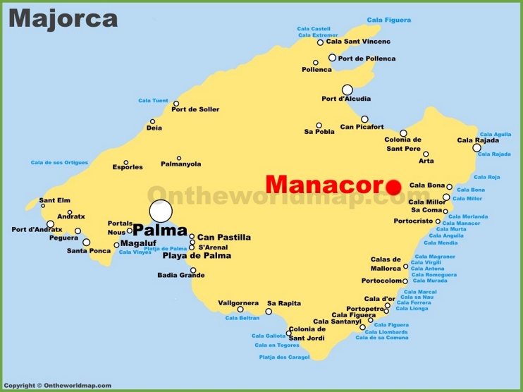 Manacor location on the Majorca map