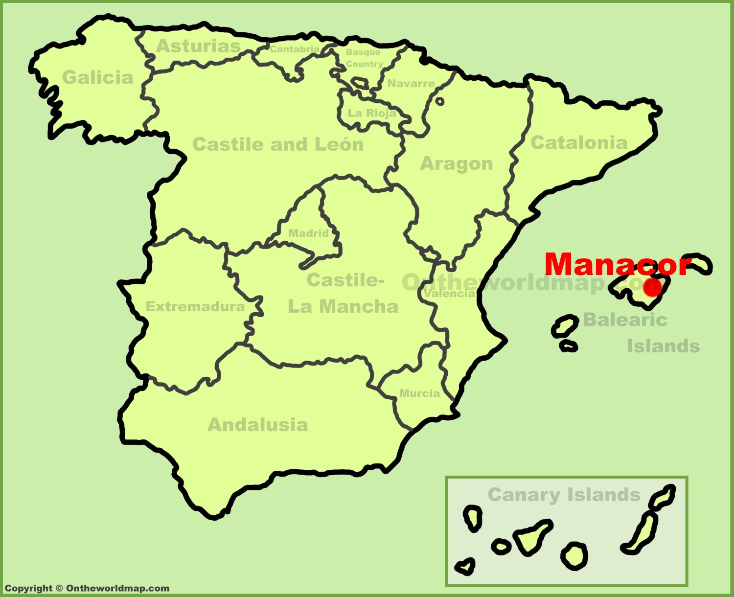 Manacor en el mapa de España