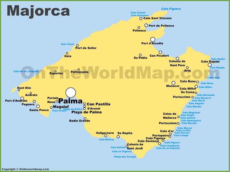 Majorca Calas and Resorts Map