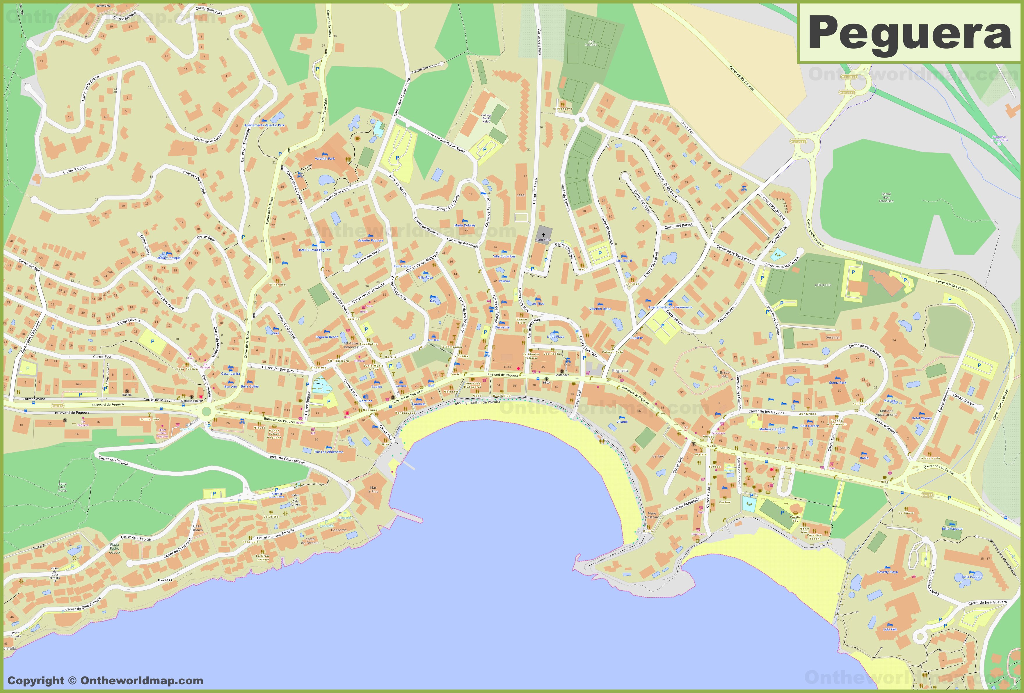 Detailed Map Of Peguera Ontheworldmap Com