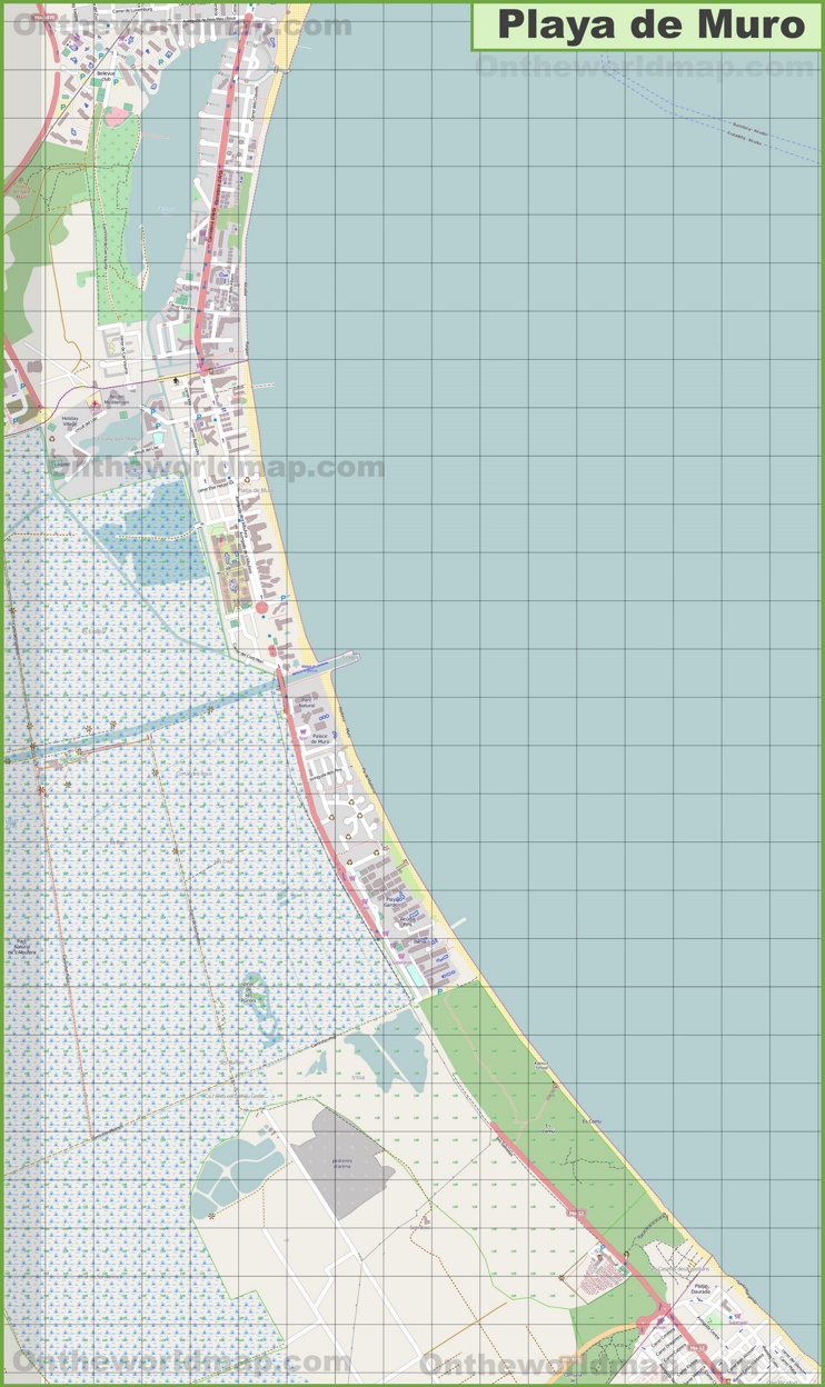 Gran mapa detallado de Playa de Muro