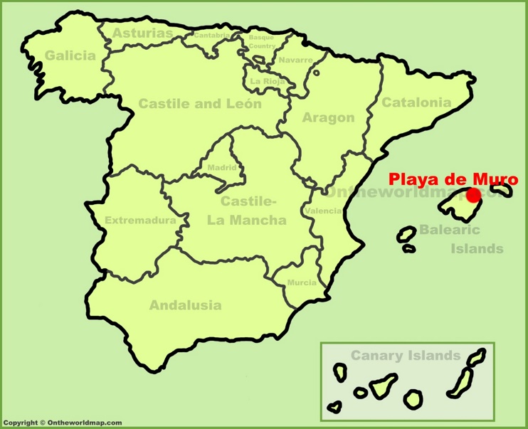 Playa de Muro location on the Spain map