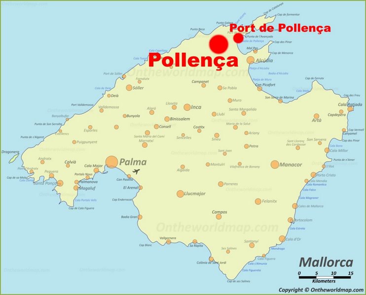 Pollença location on the Majorca map