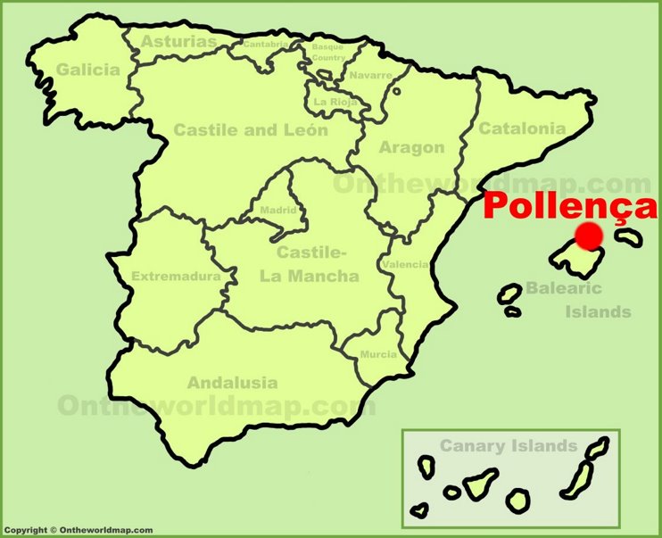 Pollença location on the Spain map