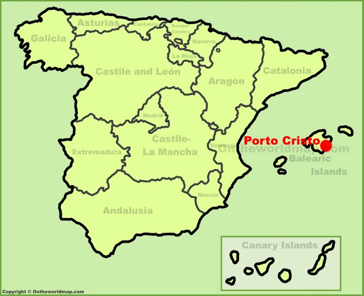 Porto Cristo location on the Spain map