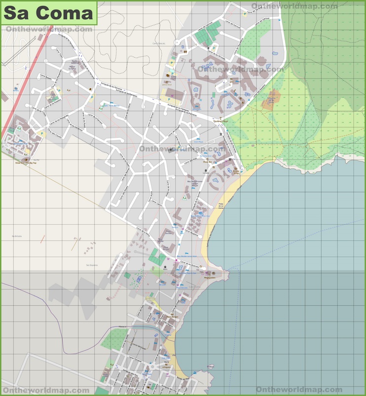 Large detailed map of Sa Coma