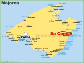 Sa Coma en el mapa de Mallorca