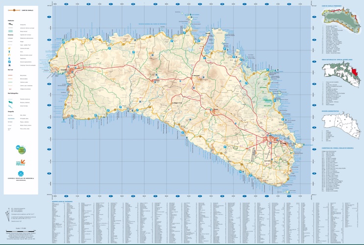 Large detailed map of Minorca