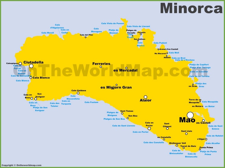 Map of Minorca