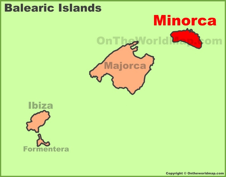 Minorca location on the Balearic Islands map