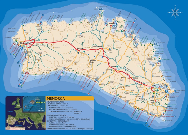 Menorca centros vacacional mapa
