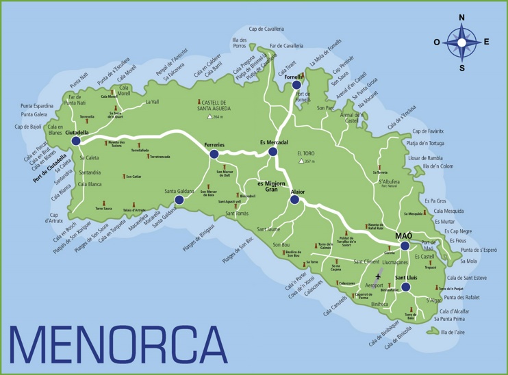 Menorca carreteras mapa