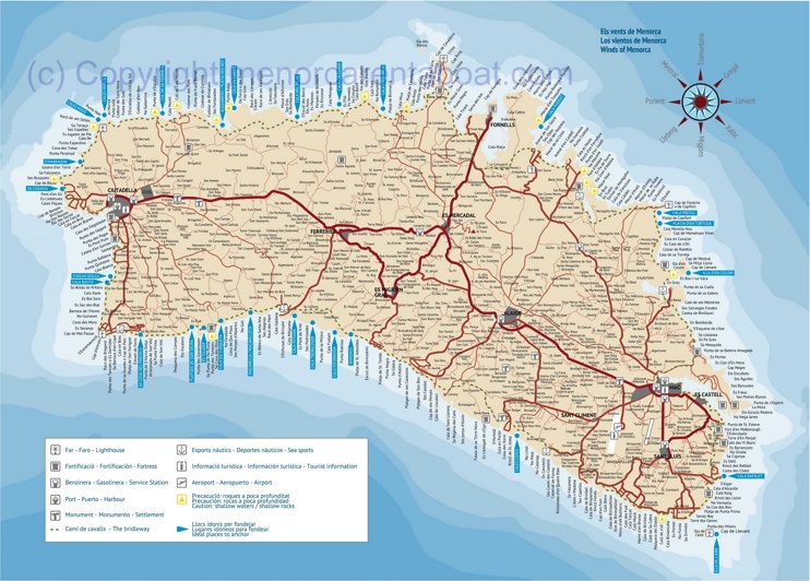 Menorca pueblos y vilages mapa