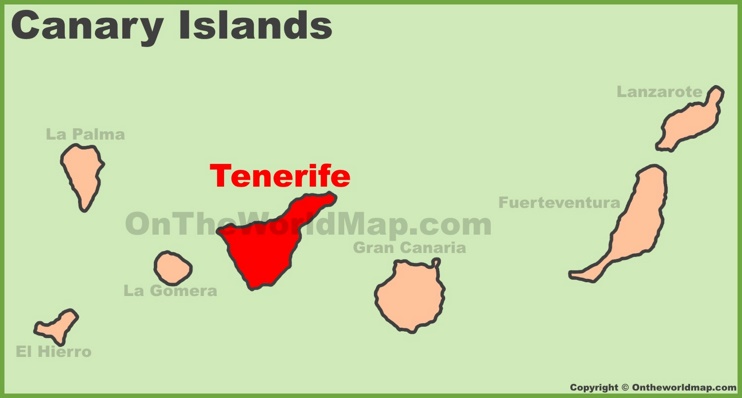 Tenerife location on the Canaries map