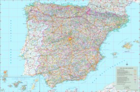 Large detailed map of Spain with cities and towns