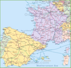 Mapa de España y Francia