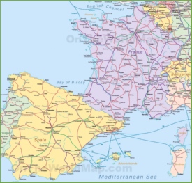 Map of Spain and France