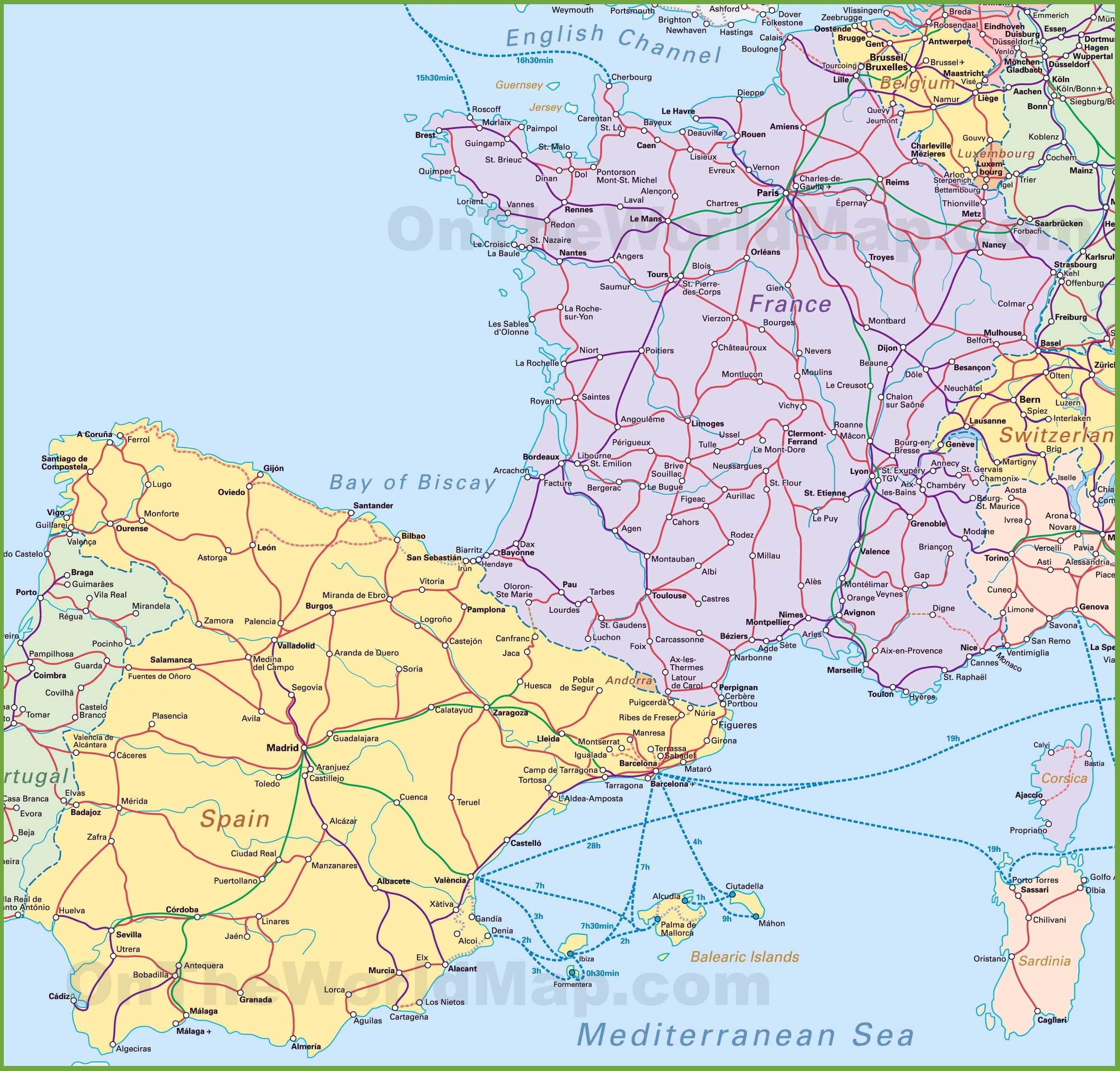 Mapa Espa A Francia Portugal Las Mejores Ofertas En Mapas Antiguos De   Map Of Spain And France 