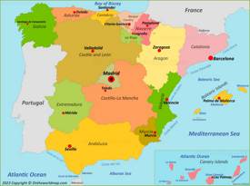 Spain Autonomous Communities And Capitals Map
