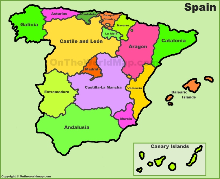 Spain Autonomous Communities Maps   Spain Political Map Max 