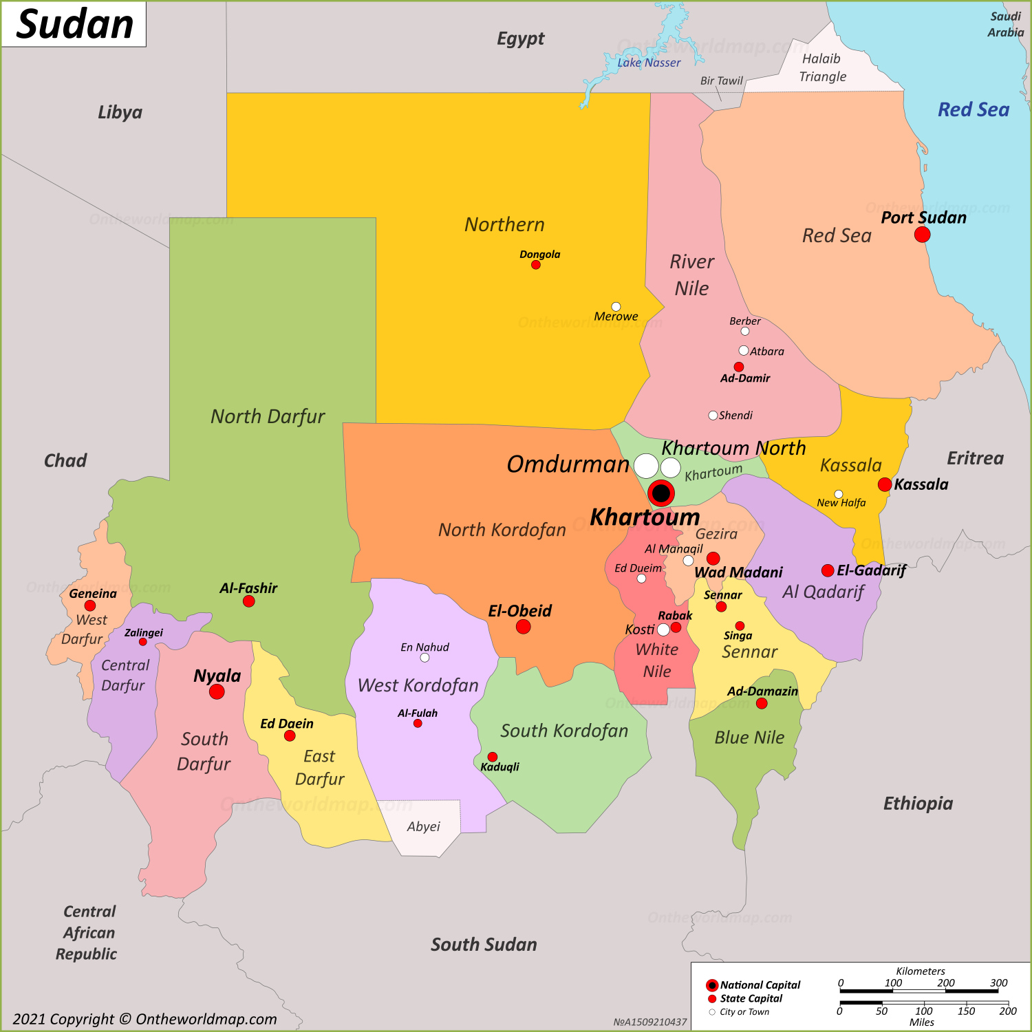 Sudan Political Map   Map Of Sudan 