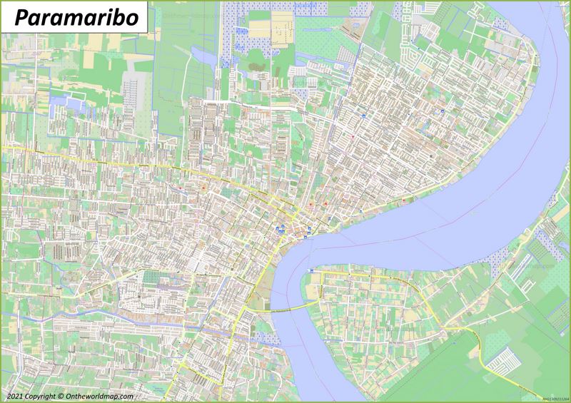 Kaart Van Paramaribo Vogels   Detailed Map Of Paramaribo Max 