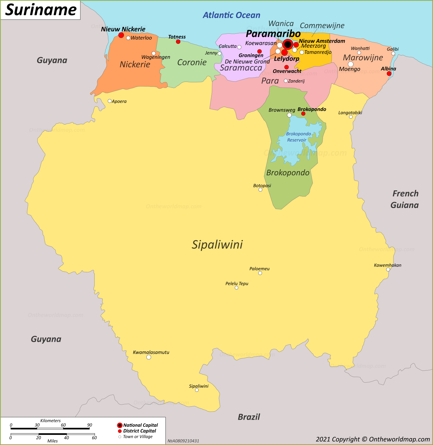 Map Of Suriname 