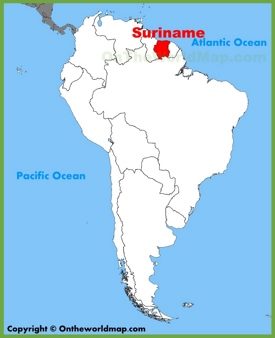 Suriname location on the South America map