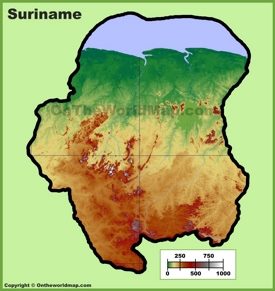 Suriname physical map
