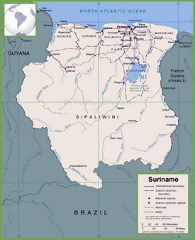 Suriname political map