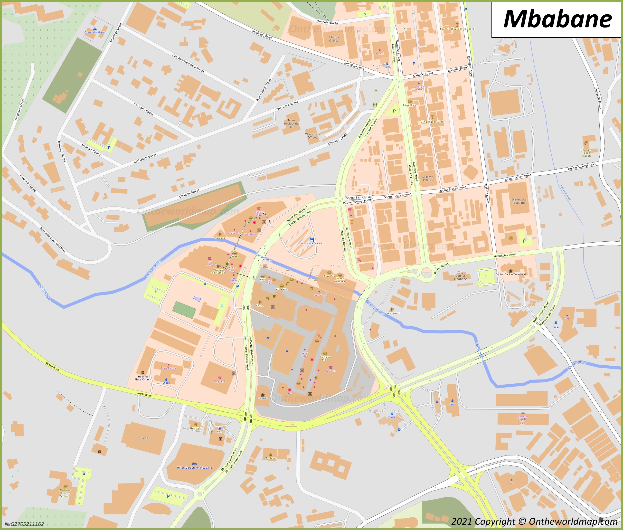 Mbabane City Center Map
