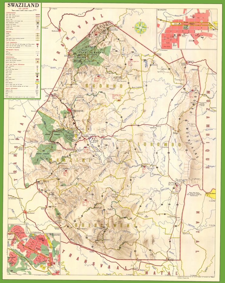 Large detailed map of Eswatini (Swaziland)